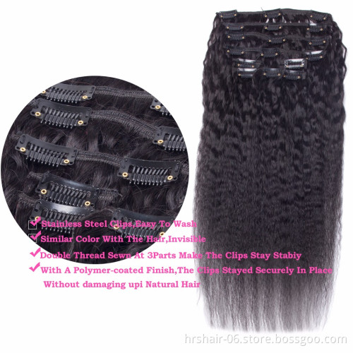 Cheap kinky straight hair weave 100 percent indian remy human hair clip in hair extension